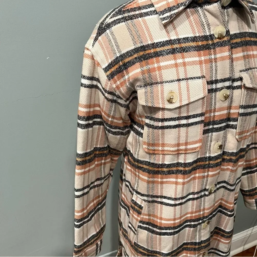 NWT Universal Thread Mid Length Plaid Shirt Jacket Size XS